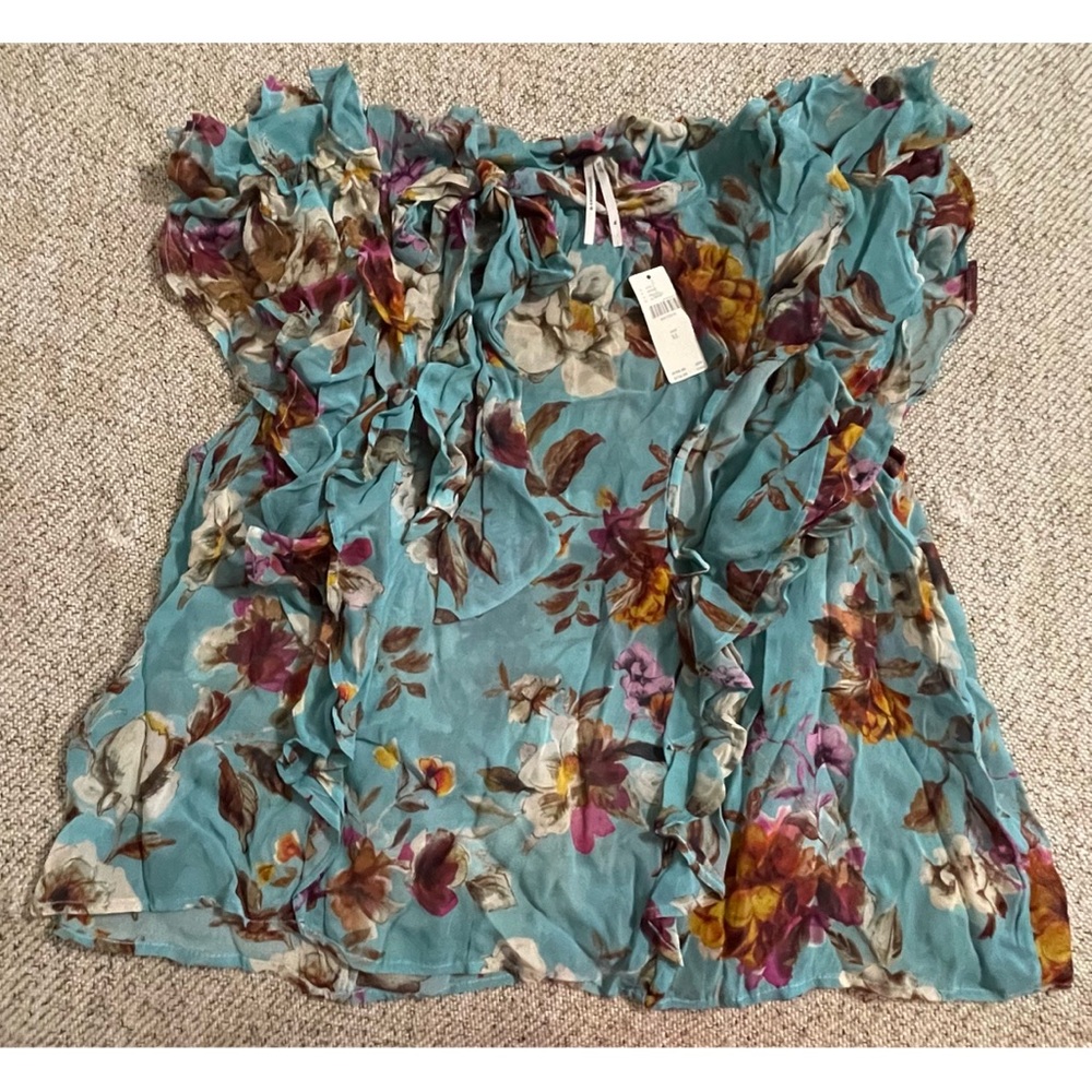 Anthropologie Tie-Neck Sheer Ruffled Blouse NWT SZ XL - Picture 5 of 10